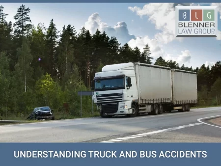 What should you do after a car accident with a semi-truck or bus?